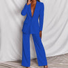 2pcs Casual Suit Lapel Button-down Blazer Jacket And Straigh