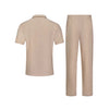 Mens Solid-Colored Lapel Casual Shirt And Pants Set | Buy On