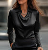 Collared Long-Sleeve Shirts Fashion Commuter Solid Color Blo