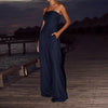 Loose Tube-top Jumpsuit Ins Fashion Backless Wide Leg Long P