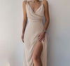 V-neck Slit Sling Dress Summer Fashion Sexy Slim Suspender D