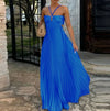 Ins Pleated Sleeveless Sling Dress Hollow High Waist Halter