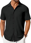 Mens Short-sleeve Button-up Wrinkle- And Crease-resistant Sh