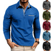 Casual Plaid Splicing Lapel Polo Shirt Fashion Solid Color L