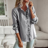 Striped Long Sleeve Shirt Fashion Ruffle Design Button Up To