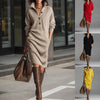 Long-sleeved Sweater Dress Fashion Warm Stand-up Collar V-ne