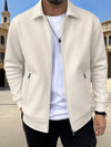 New Solid-color Pocketed Zip-up Long-sleeve Jacket Coat | Bu