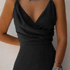 V-neck Slit Sling Dress Summer Fashion Sexy Slim Suspender D