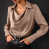 Collared Long-Sleeve Shirts Fashion Commuter Solid Color Blo