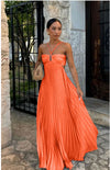 Ins Pleated Sleeveless Sling Dress Hollow High Waist Halter