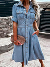 Women's Single-breasted Lapel Denim Dress Ins Fashion Temper