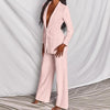 2pcs Casual Suit Lapel Button-down Blazer Jacket And Straigh