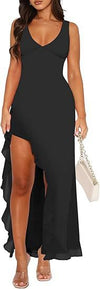 V-neck Hemline Dress Sleeveless Womens Clothing With A Lette