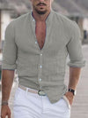 Men's Long Sleeve Shirt With Button Casual Solid Color Tops