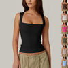 Summer Square-neck Tank Vest Ins Fashion Slim Solid Sleevele