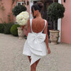 Fashion Big-Bowed Pearls Backless Dress Summer Slim Sleevele