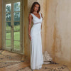Lace-trimmed V-neck Slim-fit Elegant Chic Long Dress With Ri