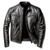 Mens PU Leather Motorcycle Jacket With A Stand-Up Collar | B