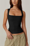 Summer Square-neck Tank Vest Ins Fashion Slim Solid Sleevele