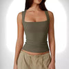 Summer Square-neck Tank Vest Ins Fashion Slim Solid Sleevele
