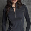 Women's Retro Stand Collar Half-Zip Long Sleeve | Buy Online