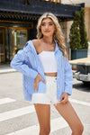 Fashion Striped Long Sleeve Shirt With Pockets Casual Loose