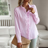 Striped Long Sleeve Shirt Fashion Ruffle Design Button Up To