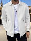 New Solid-color Pocketed Zip-up Long-sleeve Jacket Coat | Bu