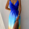 V-neck Slit Sling Dress Summer Fashion Sexy Slim Suspender D
