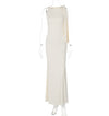 One-shoulder Ribbon Long Dress Ins Fashion Slim Sleeveless D