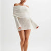 Women's Spring Summer Knitted Dress Elegant Party Boat Neck