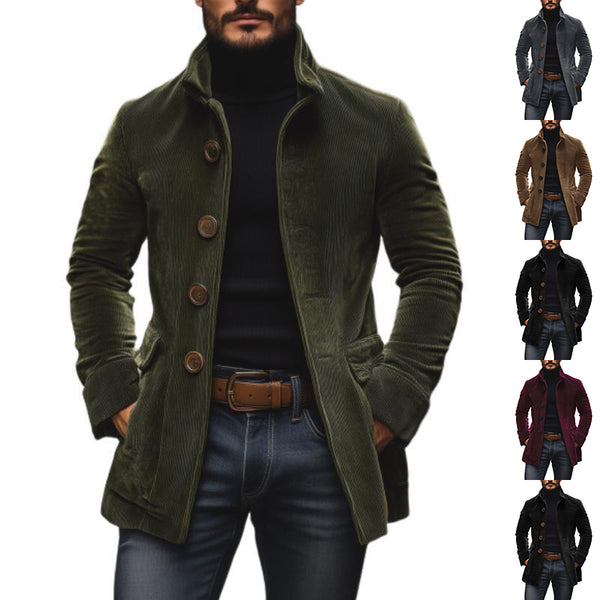 Men's Jacket Winter Stand Collar Button-up Coat Casual Blaze