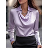 Collared Long-Sleeve Shirts Fashion Commuter Solid Color Blo