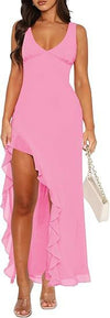V-neck Hemline Dress Sleeveless Womens Clothing With A Lette