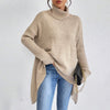 Irregular Turtleneck Sweater Winter Loose Long Sleeve Knitte