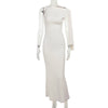 One-shoulder Ribbon Long Dress Ins Fashion Slim Sleeveless D