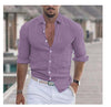 Men's Long Sleeve Shirt With Button Casual Solid Color Tops