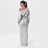 Ins Slim Long Sleeve Knitted Dress Evening Party Sexy Off-sh