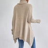 Irregular Turtleneck Sweater Winter Loose Long Sleeve Knitte