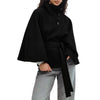 Winter High Neck Batwing Sleeve Coat With Belt Fashion Loose