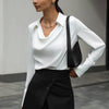 Collared Long-Sleeve Shirts Fashion Commuter Solid Color Blo