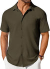 Mens Short-sleeve Button-up Wrinkle- And Crease-resistant Sh
