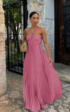 Ins Pleated Sleeveless Sling Dress Hollow High Waist Halter
